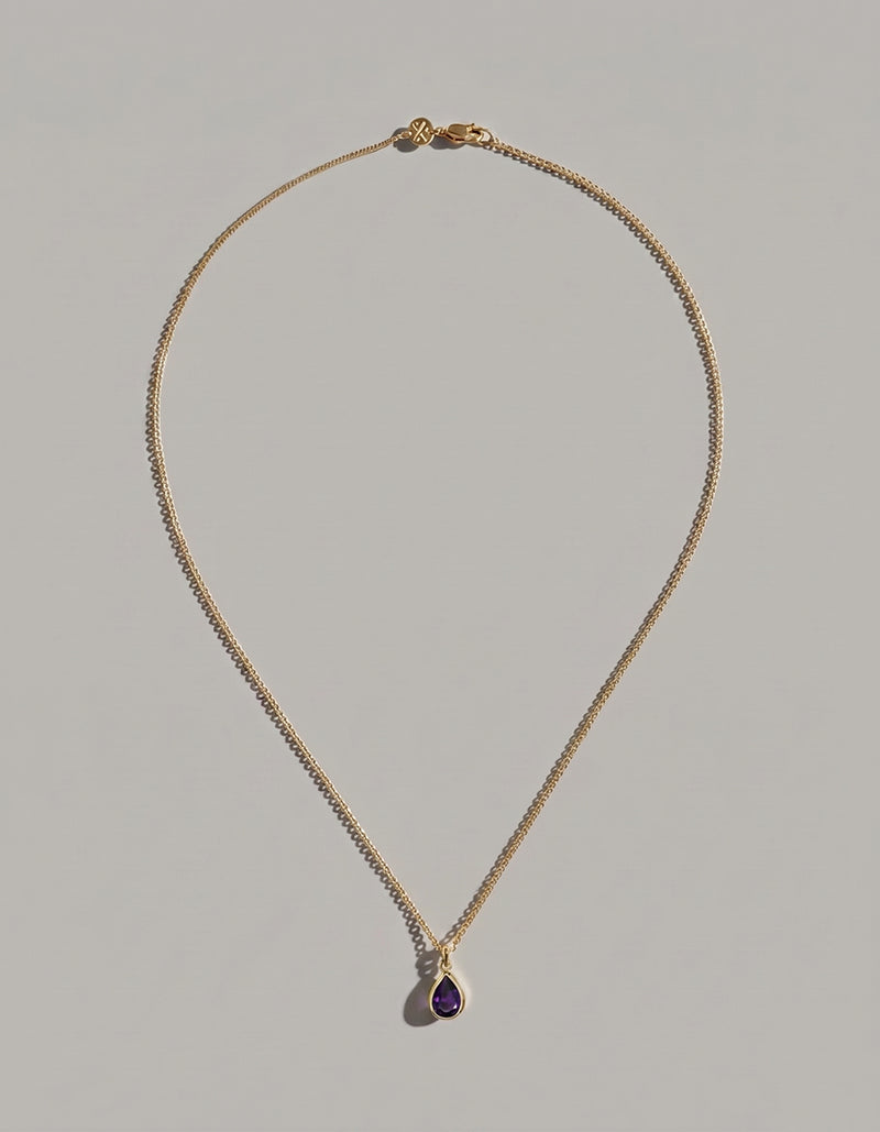 Amethyst Solitude | 18ct Gold Amethyst Drop Necklace