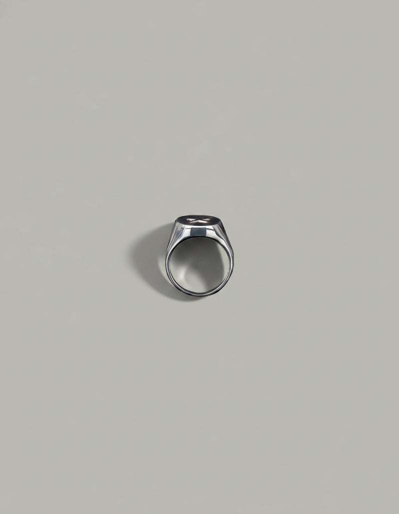 large guardian signet ring | 925 sterling silver cross oval signet ring