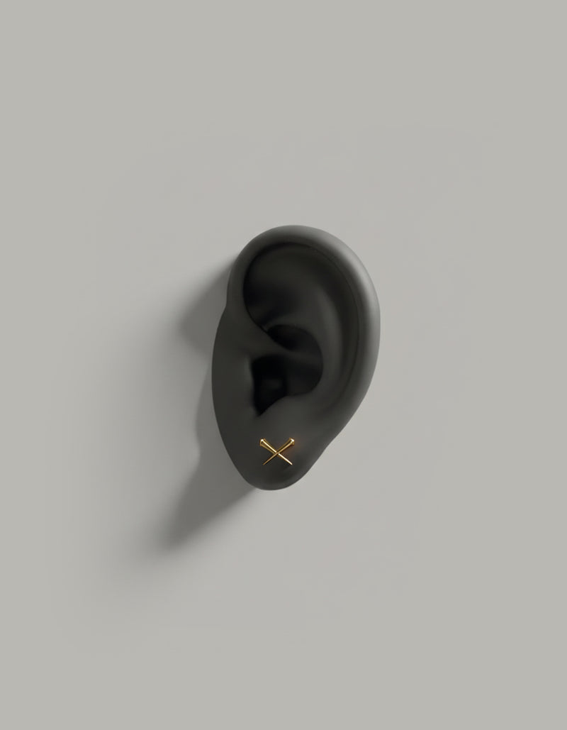 guardian stud earring | 18ct gold cross earring