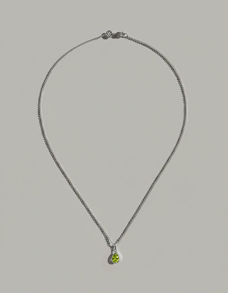 Peridot Solitude | Recycled 925 Sterling Silver Peridot Drop Necklace