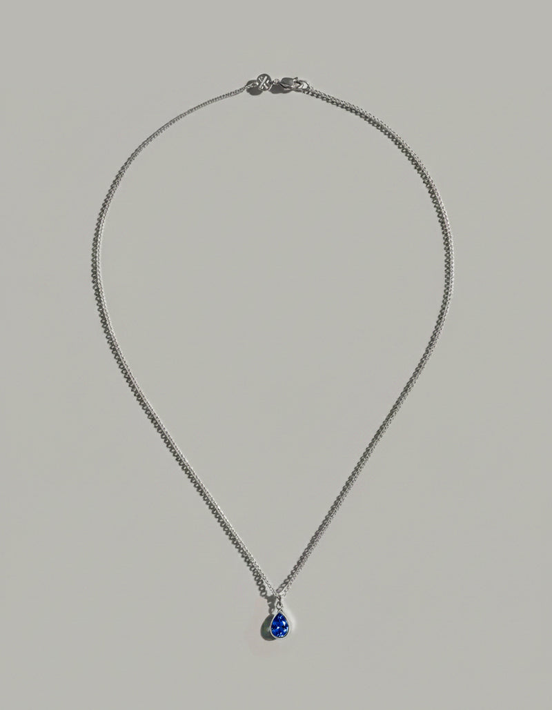 Sapphire Solitude | Recycled 925 Sterling Silver Sapphire Drop Necklace