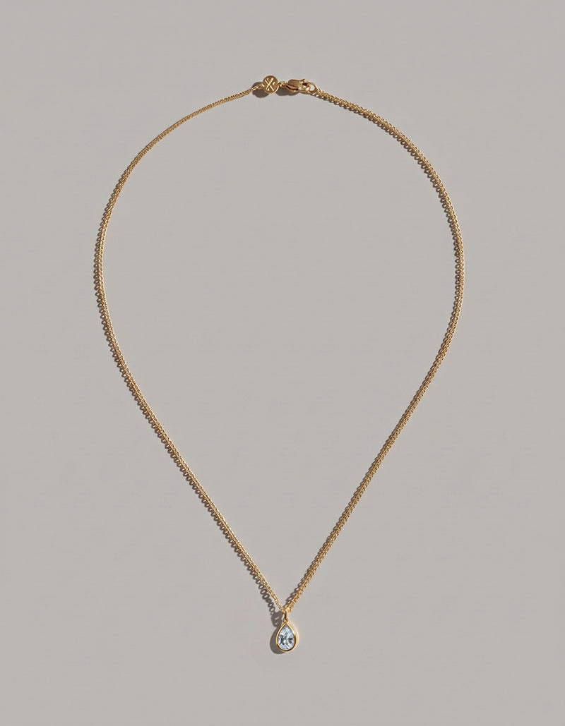 Aquamarine Solitude | 18ct Gold Aquamarine Drop Necklace