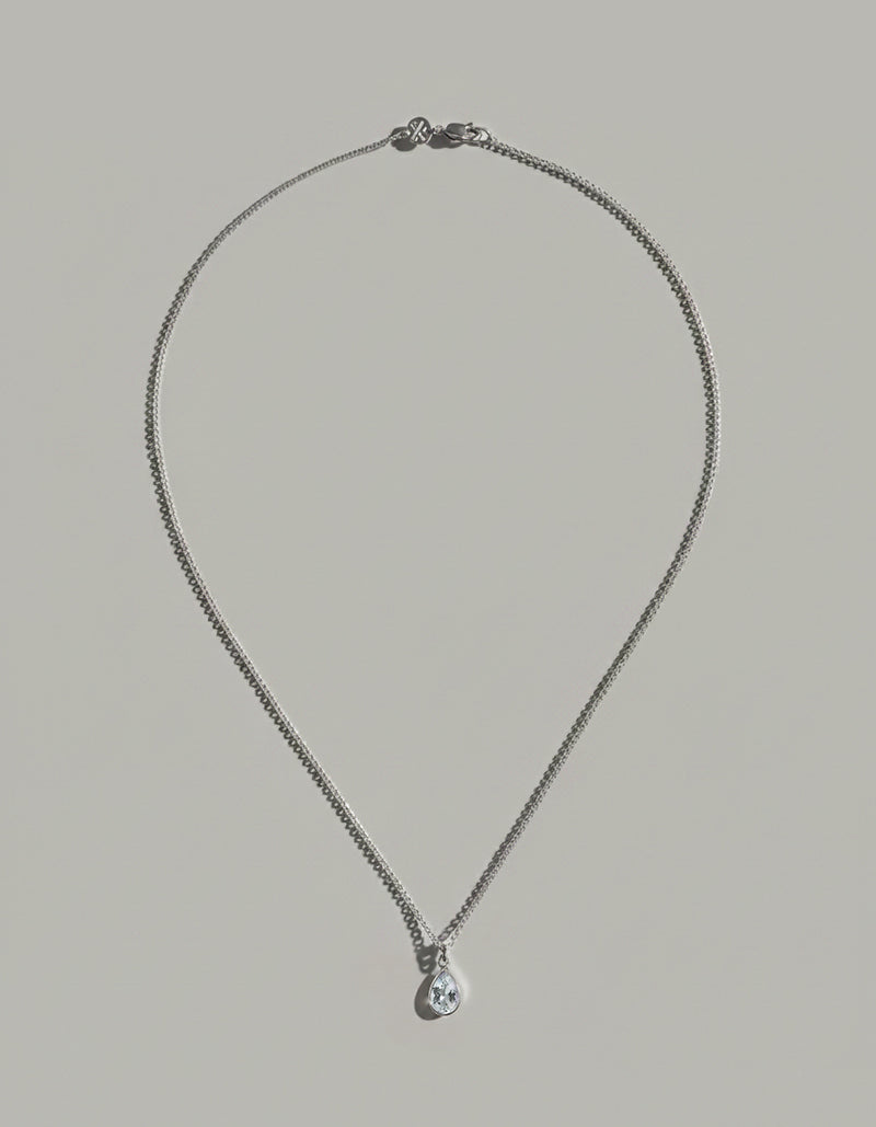 Aquamarine Solitude | Recycled 925 Sterling Silver Aquamarine Drop Necklace