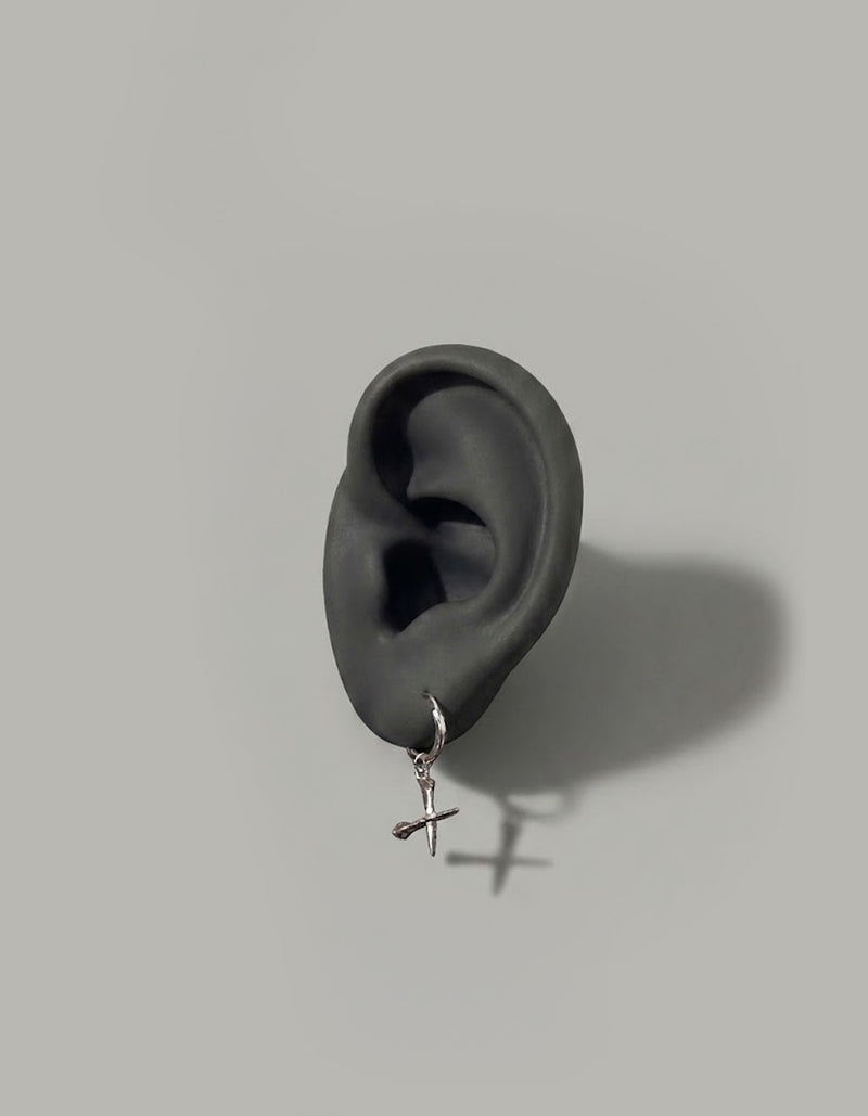 guardian hoop earring | 925 sterling silver cross hoop earring