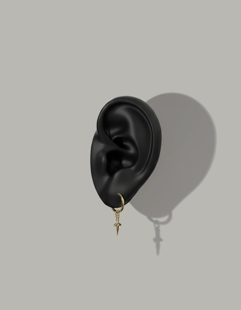 mini heartblade hoop earring | 18ct gold small sword earring