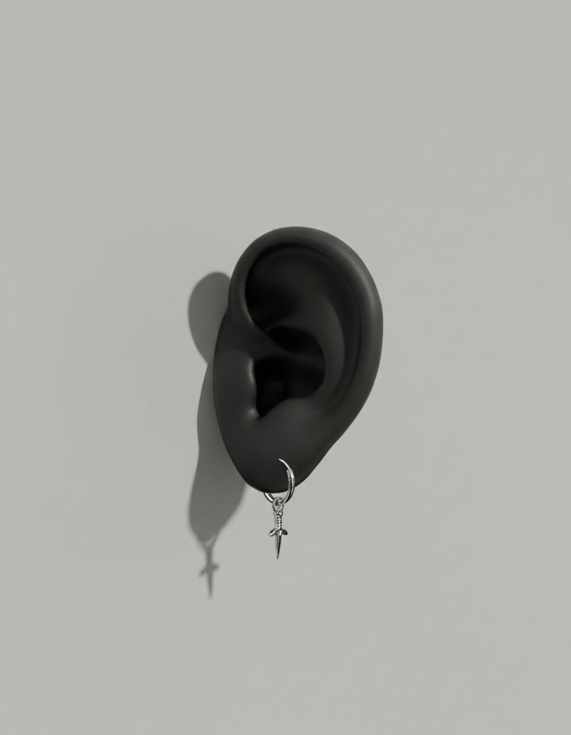 mini heartblade hoop earring | 925 sterling silver small sword earring
