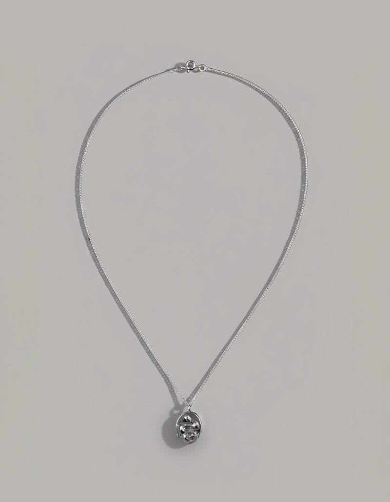 serpent shield pendant | 925 sterling silver oval snake necklace